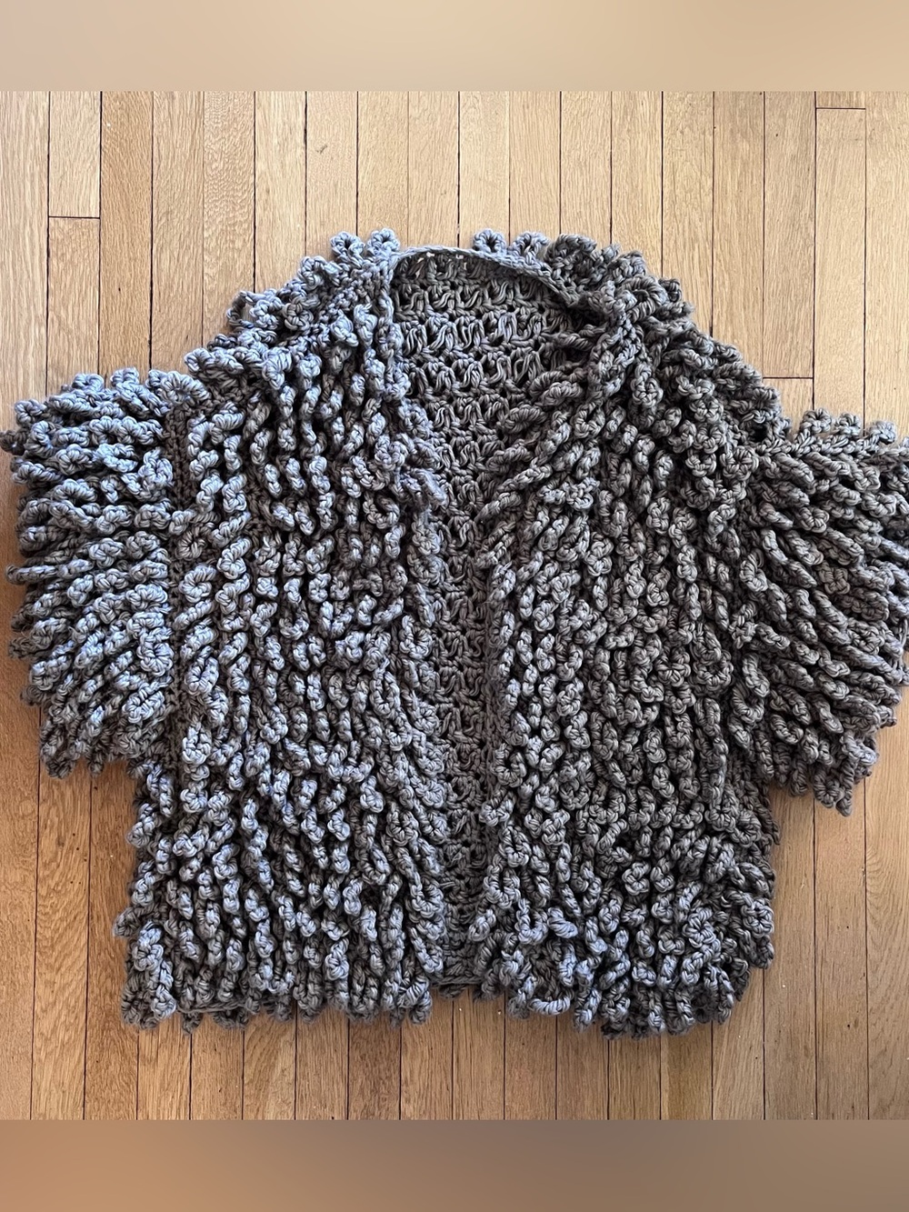Chunky Gray Crochet Cardigan— One Size